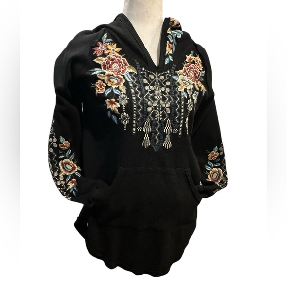 Johnny Was Embroidered Floral Bohemian Reverse Stitch Pullover Hoodie size S - Picture 7 of 13